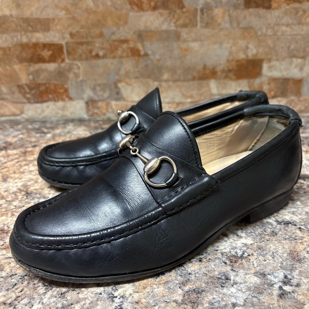 Gucci Black Leather Horsebit Loafer Size Women 5.5 D